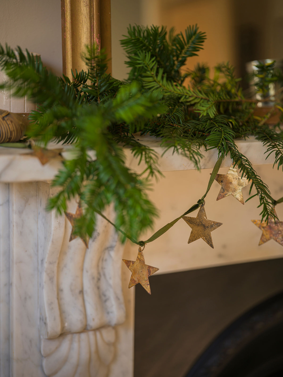 Star garland on velvet ribbon