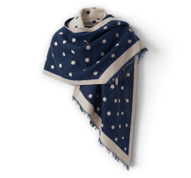 Diagonal Polka Dot Reversible Wool Blend Winter Scarf