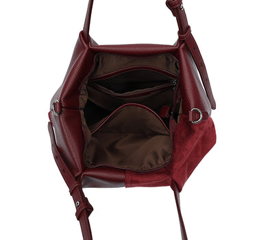 Suede and leather mix shoulder bag