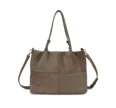 Suede and leather mix shoulder bag