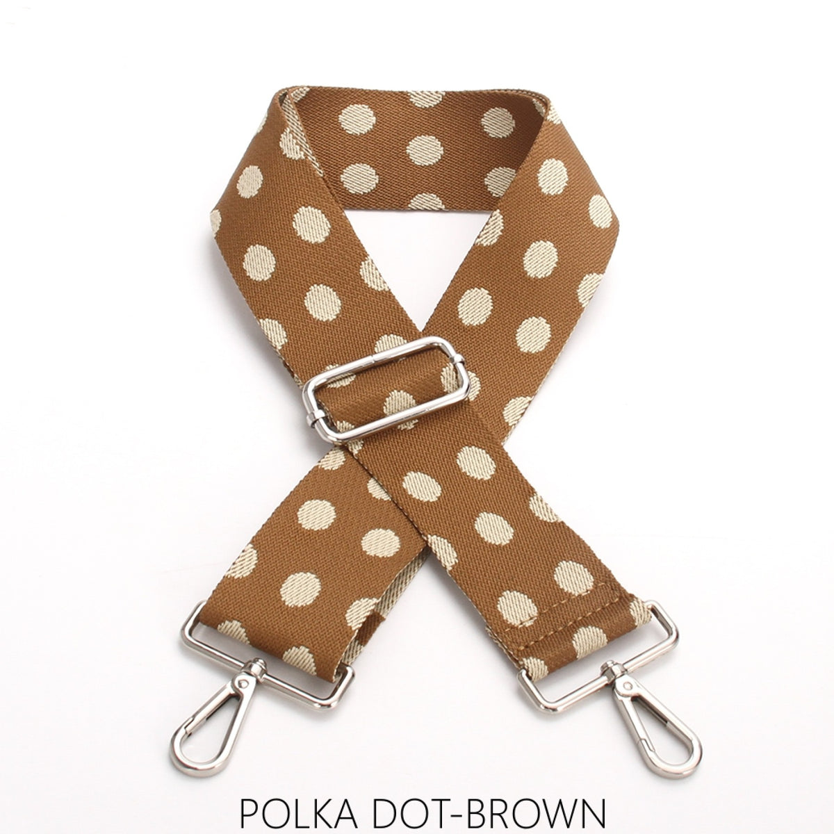 Brown polka dot bag strap