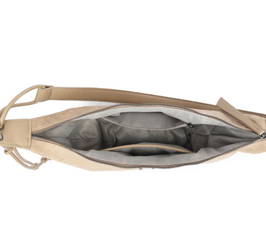Curved suede bag with stud detail