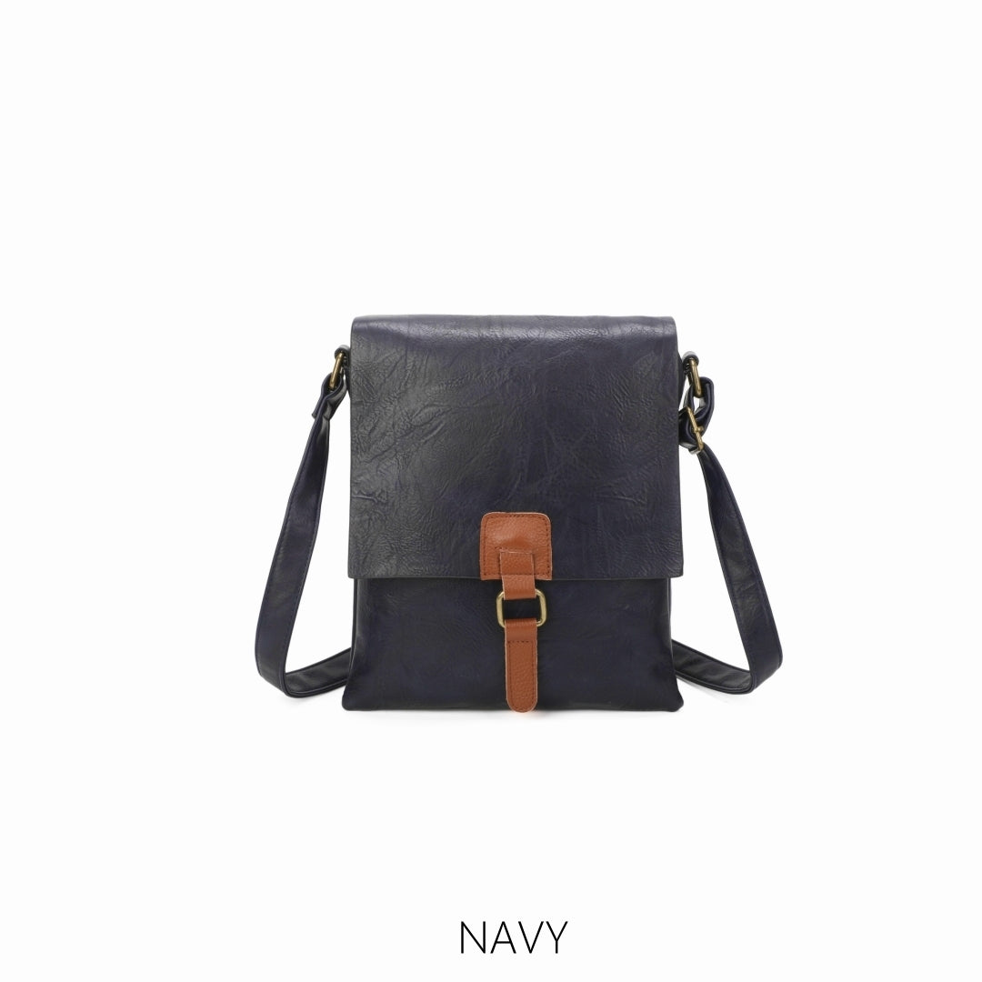 Two Compartments Small Long Crossbody with Buckle