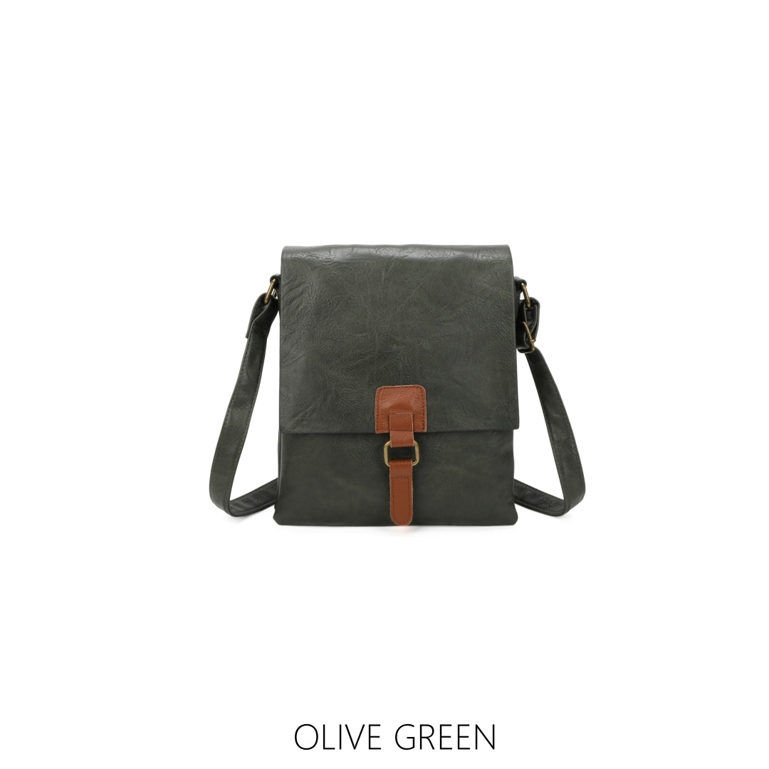 Two Compartments Small Long Crossbody with Buckle