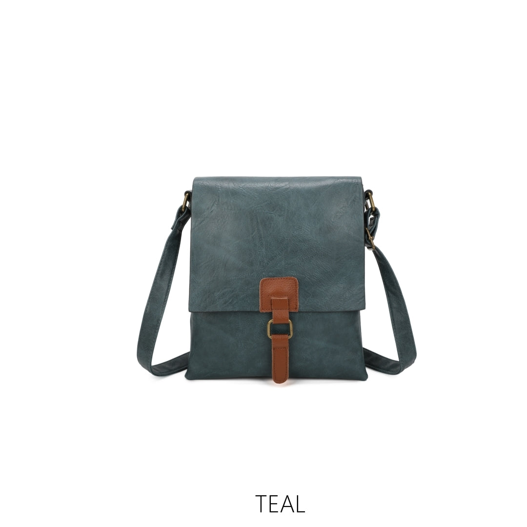 Two Compartments Small Long Crossbody with Buckle