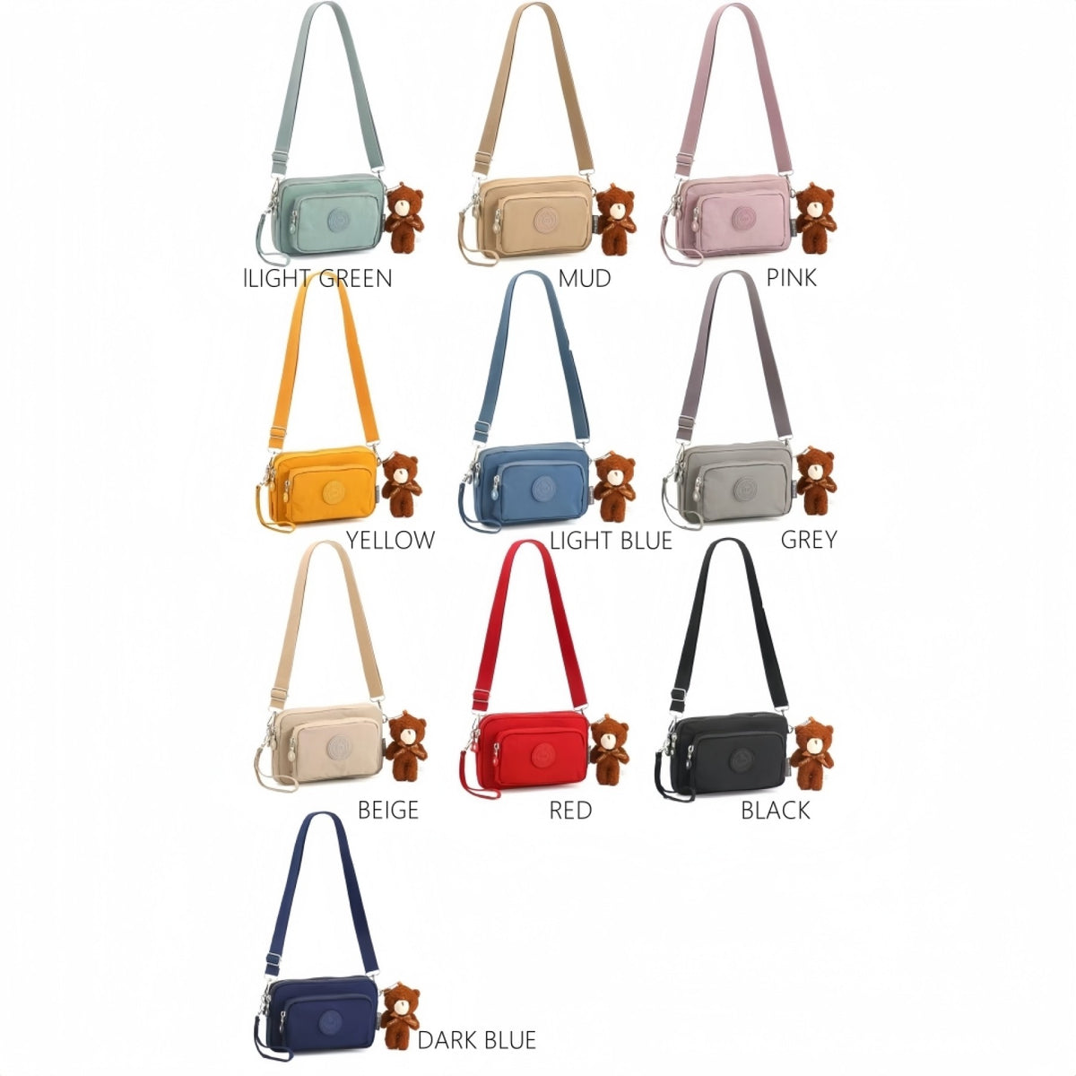 Nylon Small Double Zippers Phone Crossbody