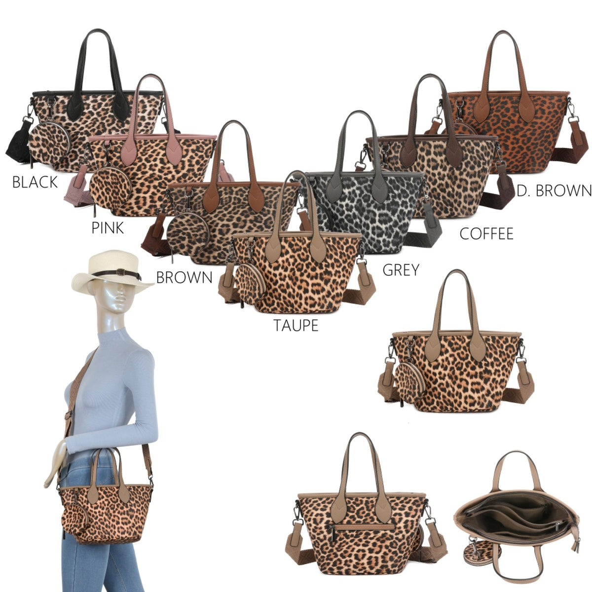 Animal Print Tote Bag with Purse