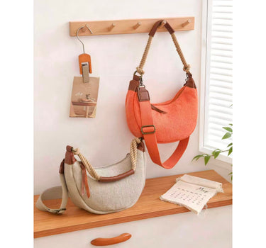 Small Half Moon Canvas Crossbody