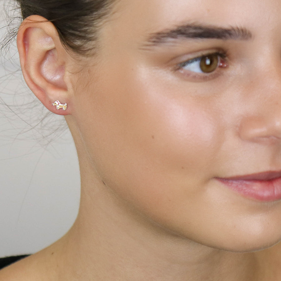 Sterling silver xmas dog earrings