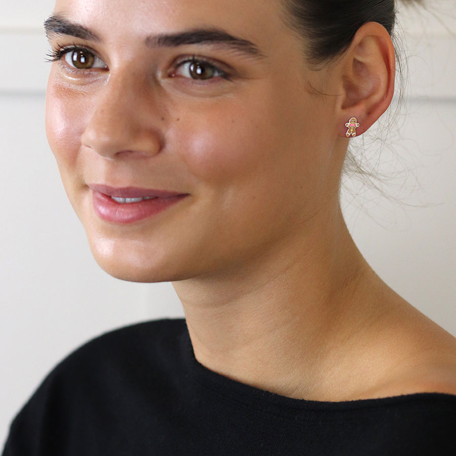 Sterling silver xmas gingerbread earrings