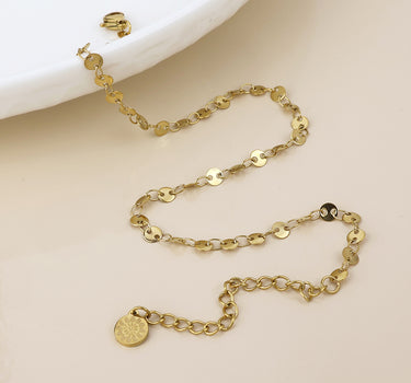 Waterproof gold plated fine disc chain anklet