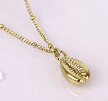Waterproof gold plated cowrie shell necklace