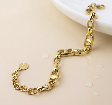 Waterproof gold plated zipper link chain bracelet