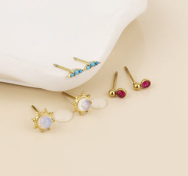 Nomad stainless steel gold plated aqua, pink mixed stud earrings set