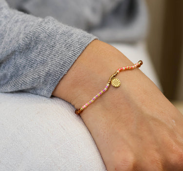Electra stainless steel gold plated coral and terracotta mix bead bracelet