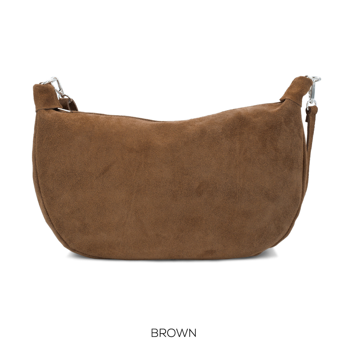 Suede Leather Large Half Moon Bag