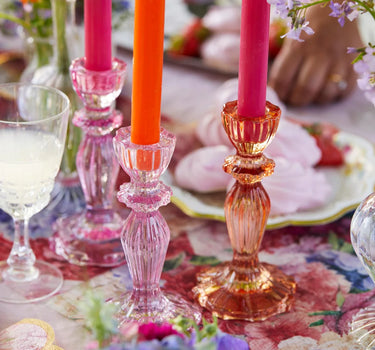 Boho Pink Glass Candle Holder