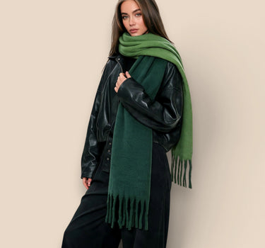 Two-tone Fluffy Print Winter Scarf