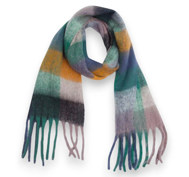 Fluffy Check Print Winter Scarf