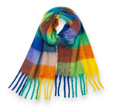 Fluffy Check Print Winter Scarf