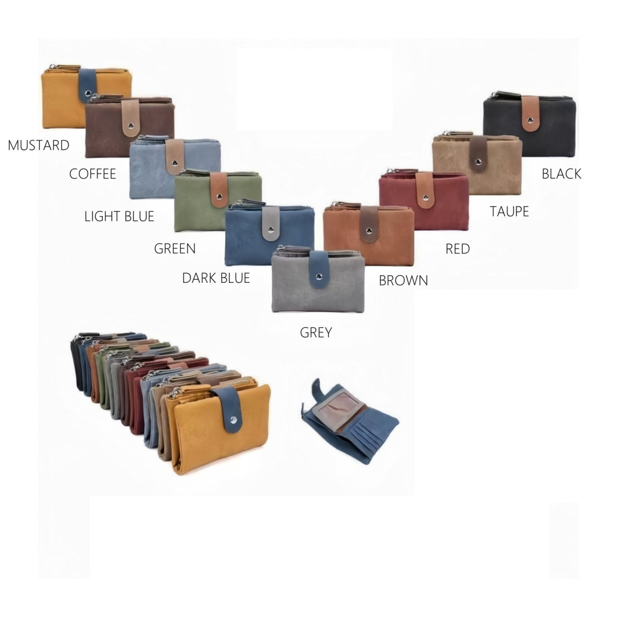 Faux Suede Small Soft Bifold Match Colour Purse