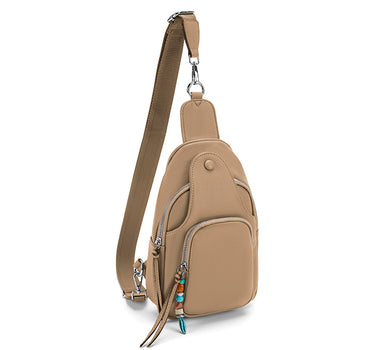 Faux leather sling bag