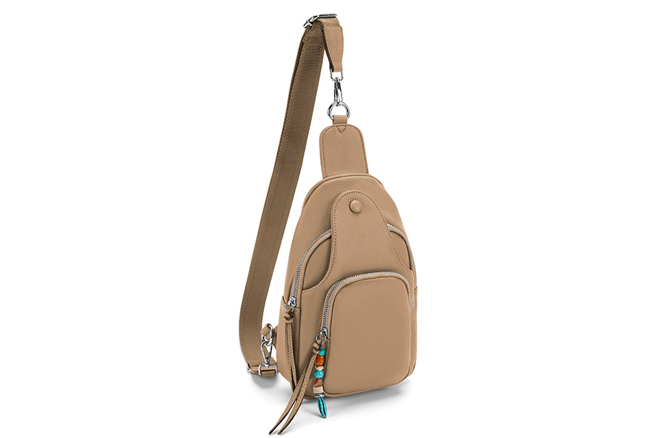 Faux leather sling bag