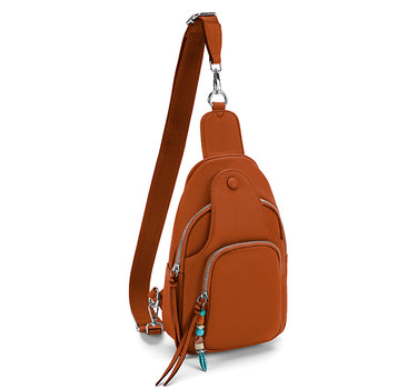 Faux leather sling bag