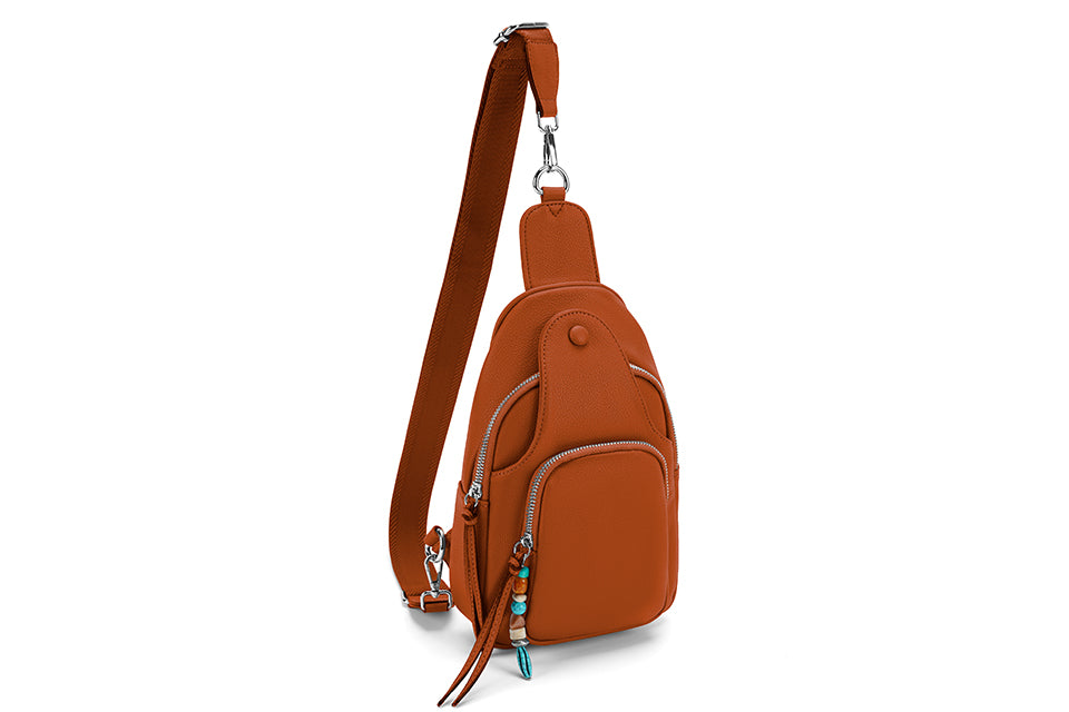 Faux leather sling bag