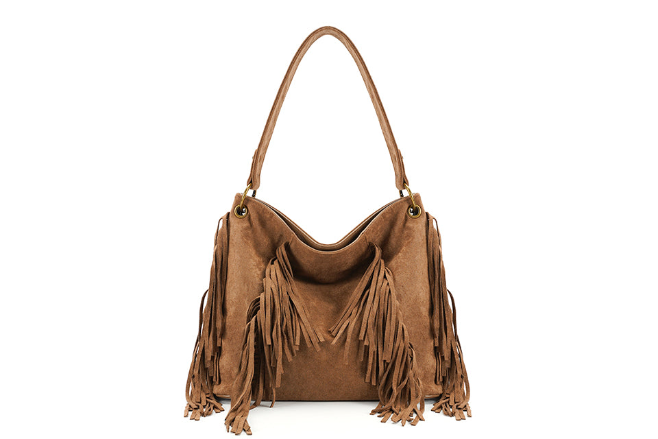 Suede bag with fringing