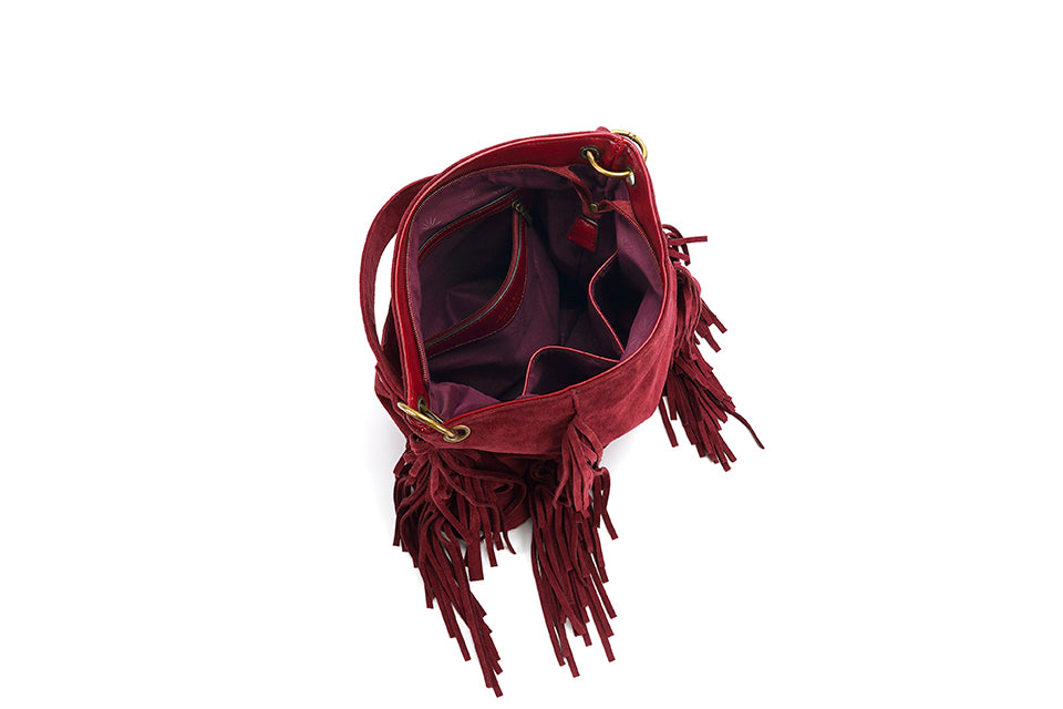 Suede bag with fringing