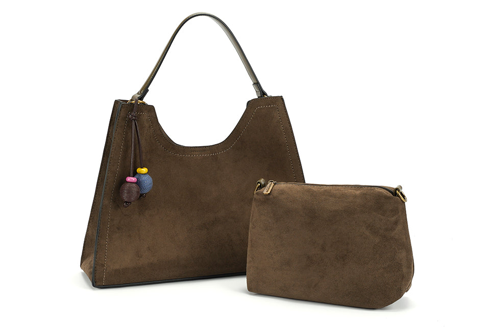 Structured suede grab bag