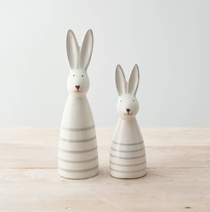White Stripped Ceramic Rabbit 15cm