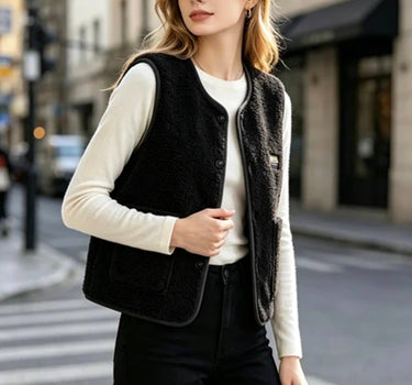 Unisex Sleeveless Faux Fur Vest with Pockets