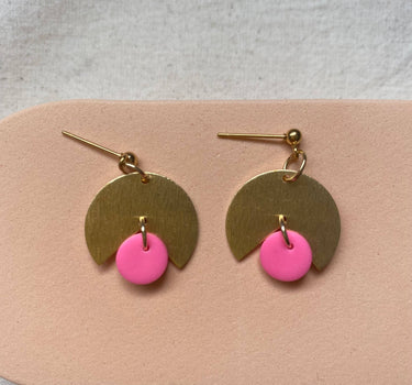 Brass and Clay Dangle Earrings