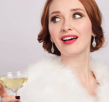 Art Deco Crystal Earrings: Deco Diamante Long Drop Earrings
