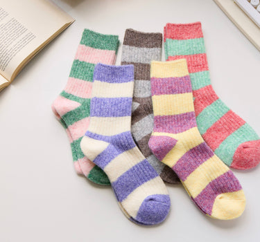 Warm Cashmere & Wool Blend Socks – Striped Winter Style