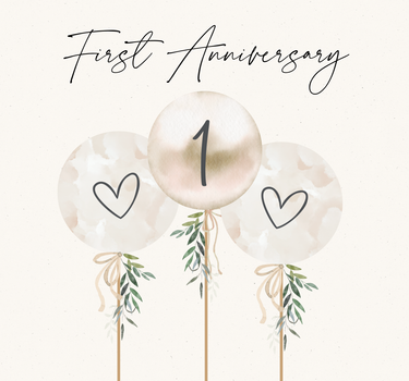 Camille First Anniversary Balloons Card