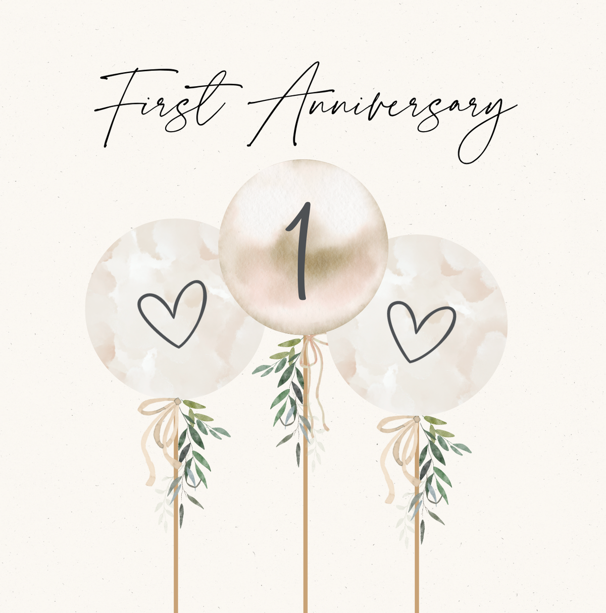 Camille First Anniversary Balloons Card