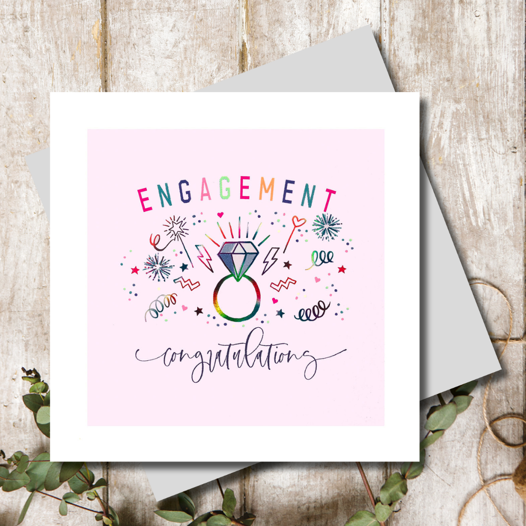 Confetti Celebration Engagement Square Greeting Card