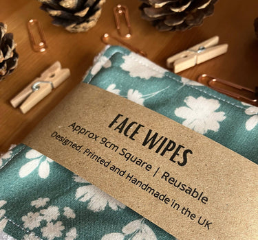 Reusable Face Wipes Green Floral Pattern