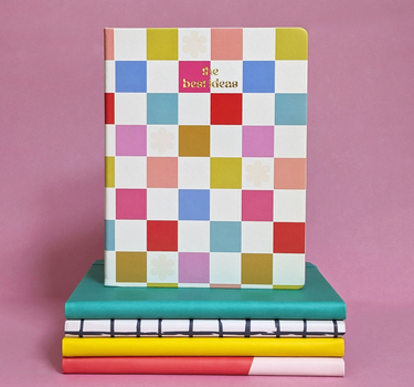 Journal Notebook - Rainbow Check B5 Design