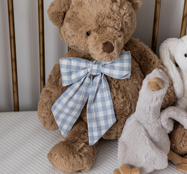 Bow Baby Blue Gingham Fabric Bows