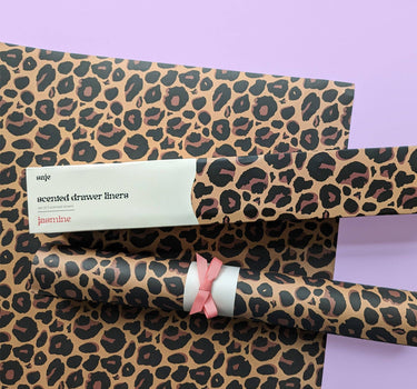 Saje Scented Drawer Liner - Set of 5 Jasmine - Leopard Print Design