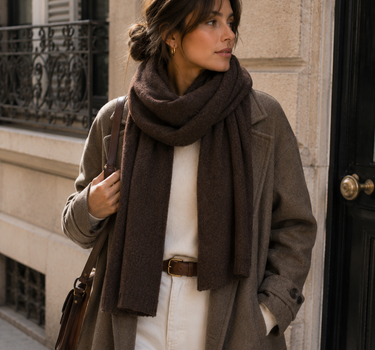 Soft solid knitted scarf