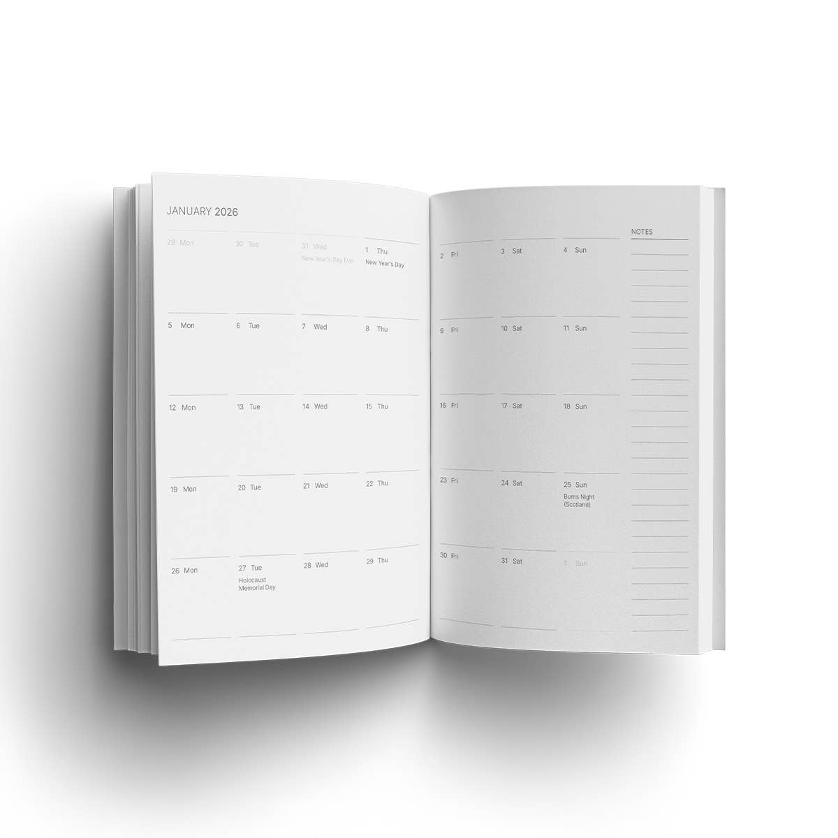 A6 (Pocket) 2026 Diary - Week To View - Monochrome Daisies