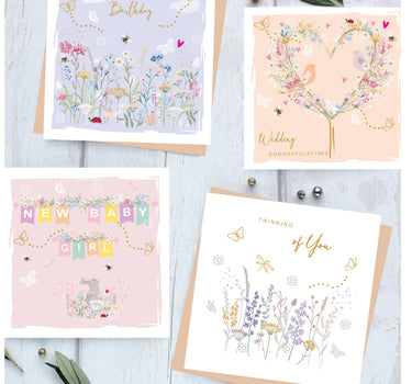 Anniversary Dogs Floral Love Heart Tree Print Wholesale Card