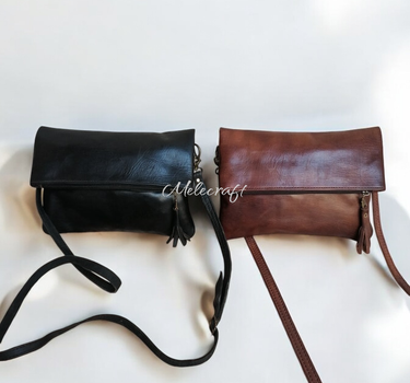Handmade Berber Boho Leather Shoulder Bag.