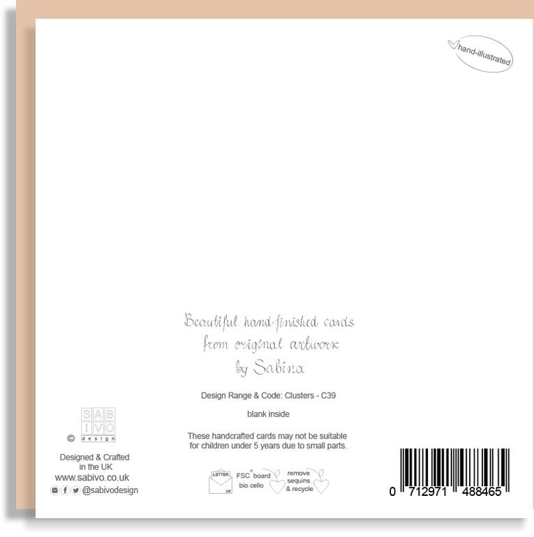 J208 Engagement Ring Flowers Hand-Finished Sequin Card