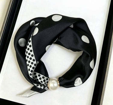 Satin  scarf with magnetic pearl clasp loop